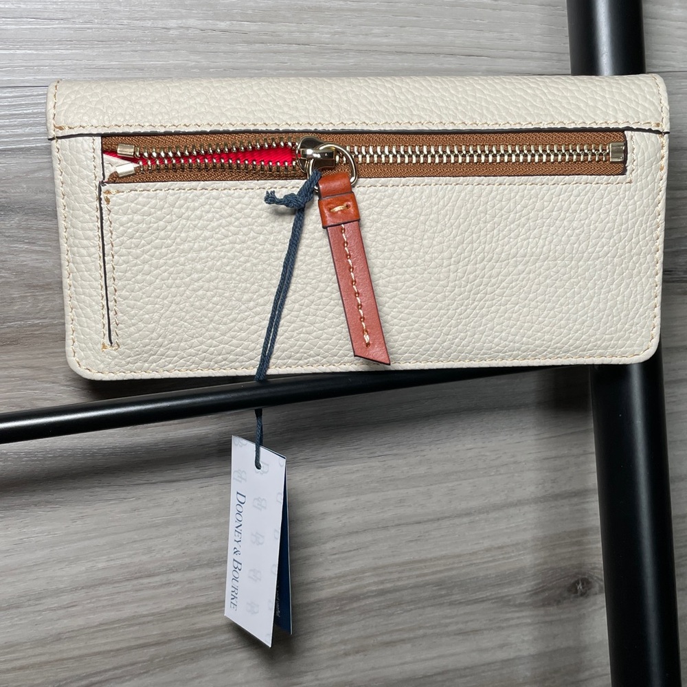 NIB- Dooney & Bourke Pebble Leather Slim Wallet, Bone - Picture 4 of 8
